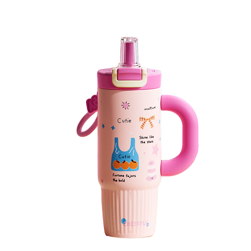 thermobecher 300oz mit strohhalm – herz katze rot
