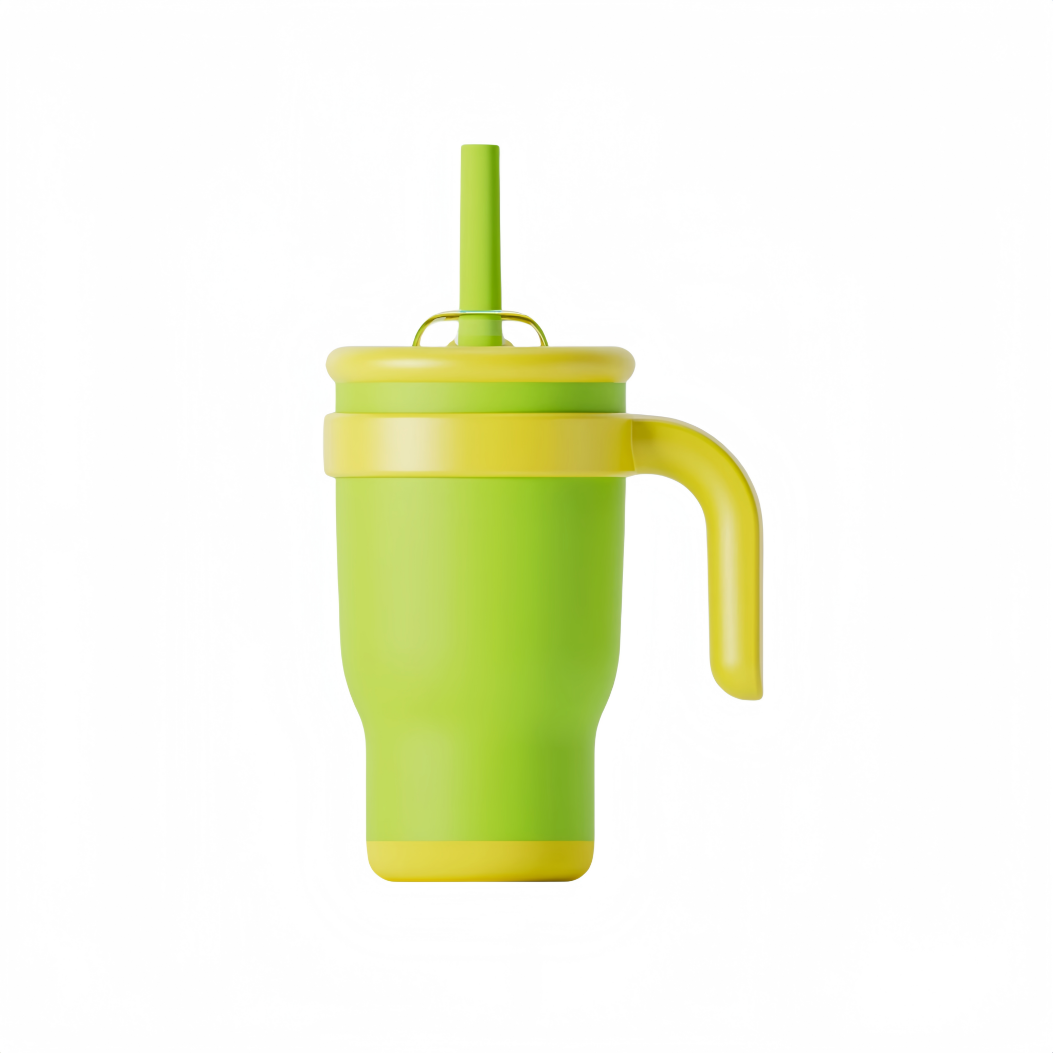 Isolierte Outdoor-Trinkflasche mit Griff – Gelb-grünes Farbschema, 420 ml