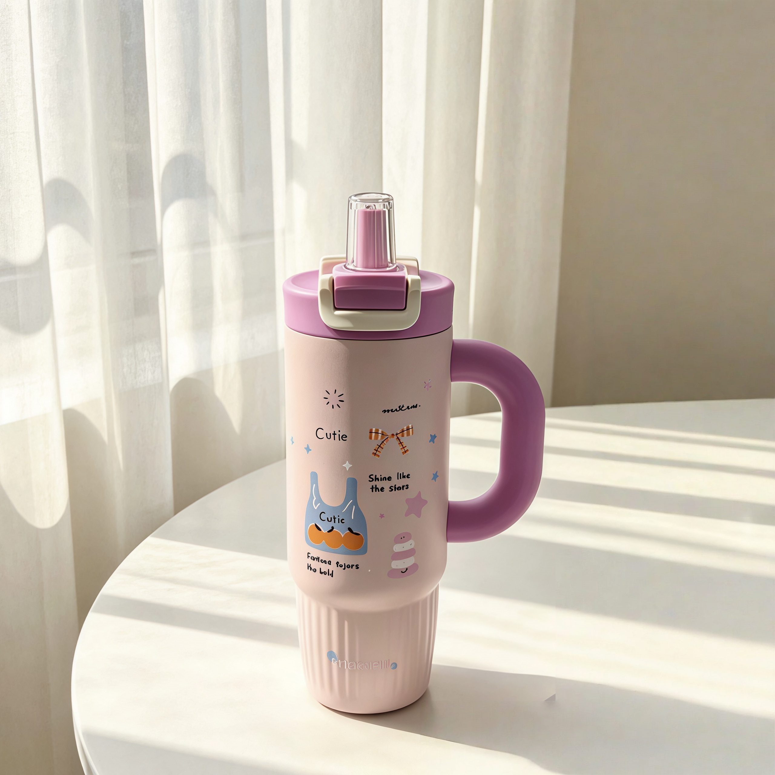 Isolierbecher aus Edelstahl mit Motiv-Print – Design Früchte & Sterne 800ml – Bild 2