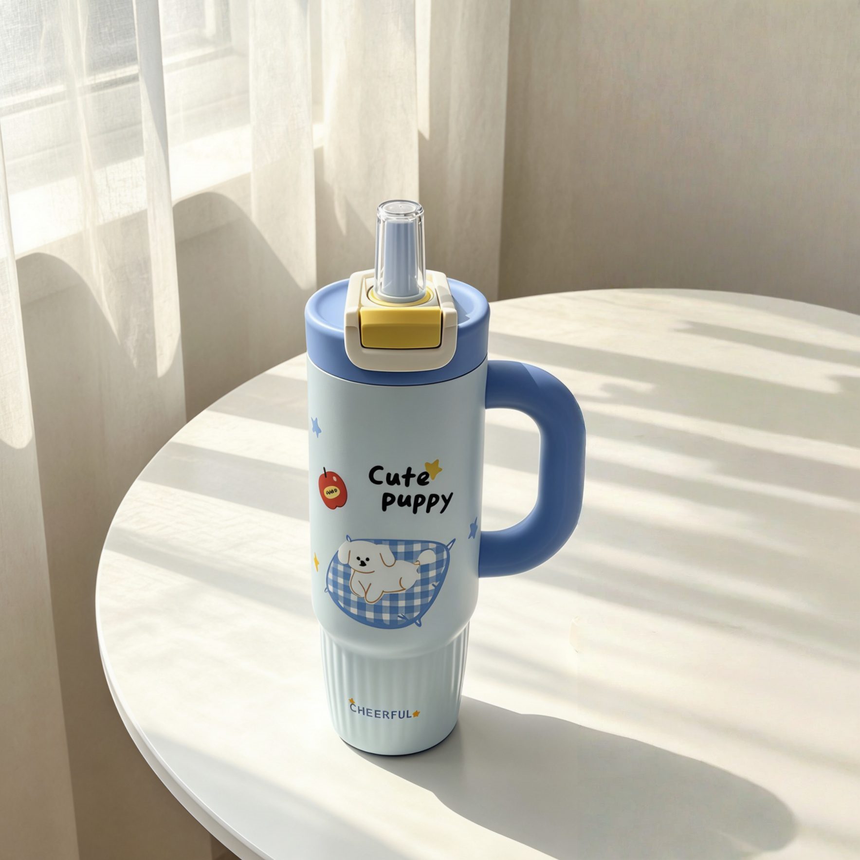 Isolierbecher aus Edelstahl mit Motiv-Print – Design Hund Blau 800ml – Bild 3